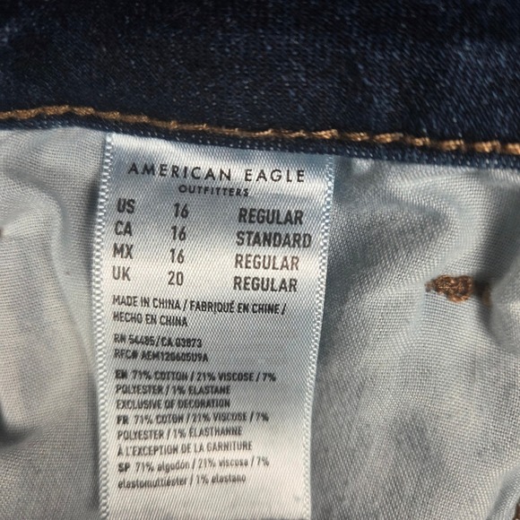 American Eagle Outfitters Women's Jeans Size 16X28 Regular Blue Denim Stretch - Picture 4 of 9